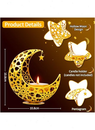 حامل شموع رمضان ، حامل شمعدان مزخرف على شكل قمر ، ديكورات رمضان للمنزل - view 2